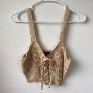Brown/tan knit tank top, size small